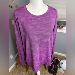 Lululemon Athletica Pink Striped Swiftly Tech Relaxed Long Sleeve Shirt